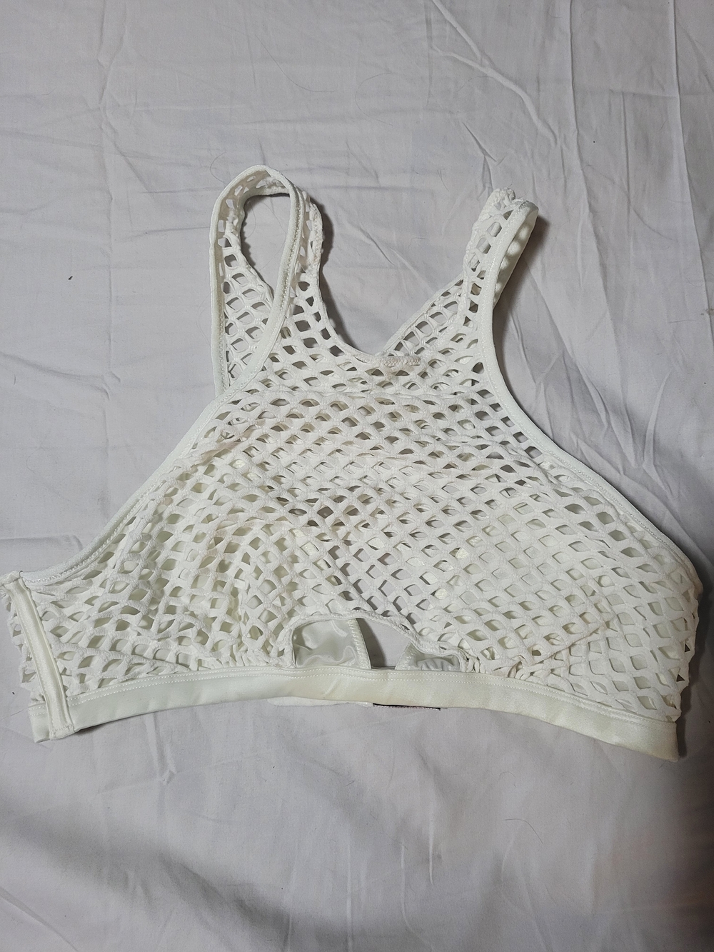 Victoria's Secret White Mesh Fishnet High-Neck Bralette
